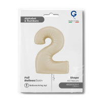Folienballon Zahl 2 - Satin Cream