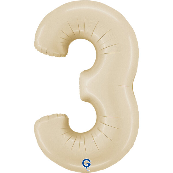 Folienballon Zahl 3 - Satin Cream