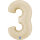 Folienballon Zahl 3 - Satin Cream