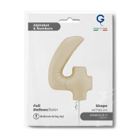 Folienballon Zahl 4 - Satin Cream