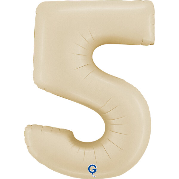 Folienballon Zahl 5 - Satin Cream