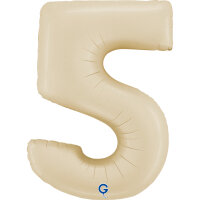 Folienballon Zahl 5 - Satin Cream