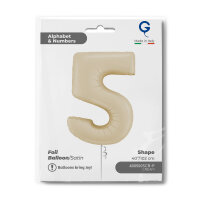 Folienballon Zahl 5 - Satin Cream