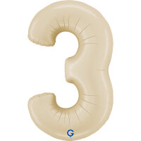 Folienballon Zahl 6 - Satin Cream
