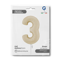 Folienballon Zahl 6 - Satin Cream