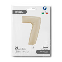 Folienballon Zahl 7 - Satin Cream