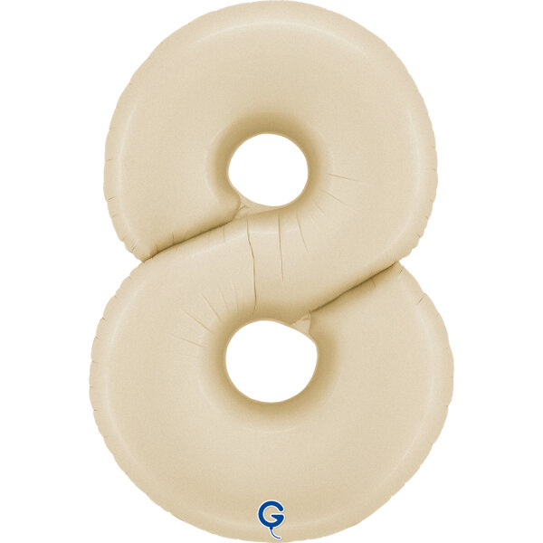 Folienballon Zahl 8 - Satin Cream