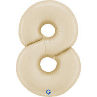 Folienballon Zahl 8 - Satin Cream