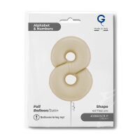 Folienballon Zahl 8 - Satin Cream