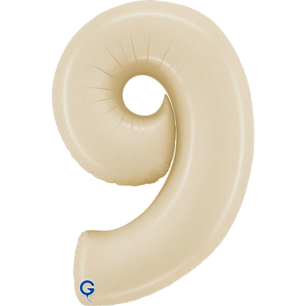 Folienballon Zahl 9 - Satin Cream