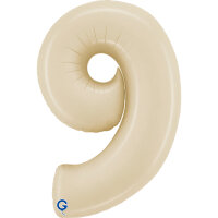 Folienballon Zahl 9 - Satin Cream
