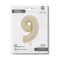 Folienballon Zahl 9 - Satin Cream