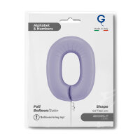 Folienballon Zahl 0 - Satin Lilac