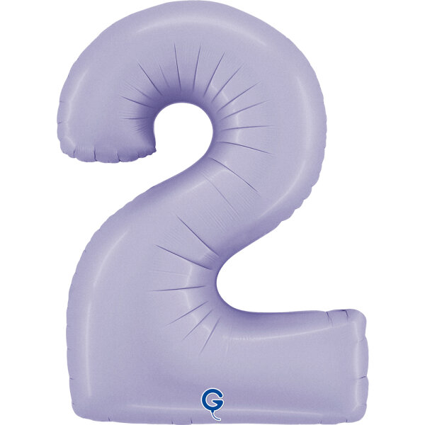 Folienballon Zahl 2 - Satin Lilac