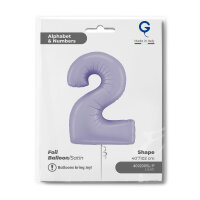 Folienballon Zahl 2 - Satin Lilac