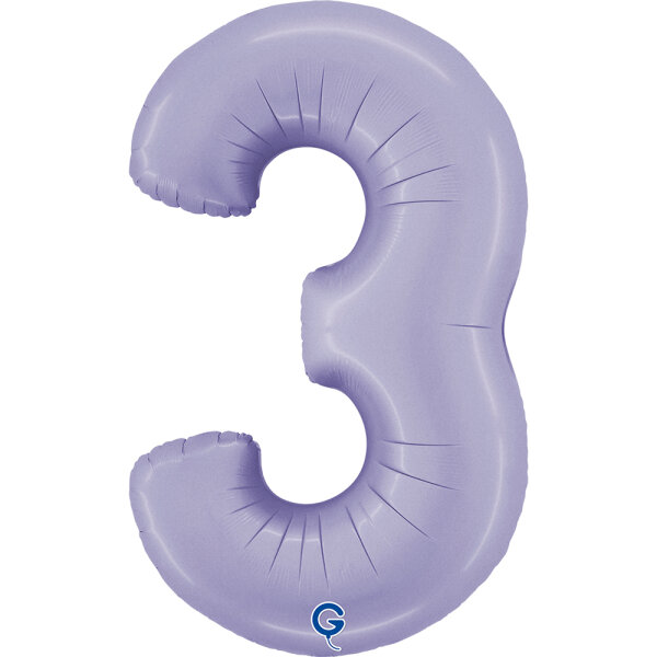 Folienballon Zahl 3 - Satin Lilac
