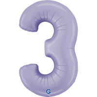 Folienballon Zahl 3 - Satin Lilac