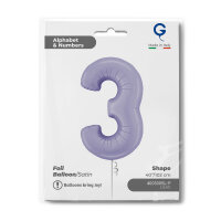 Folienballon Zahl 3 - Satin Lilac