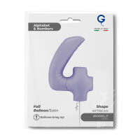 Folienballon Zahl 4 - Satin Lilac