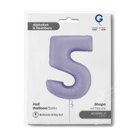 Folienballon Zahl 5 - Satin Lilac