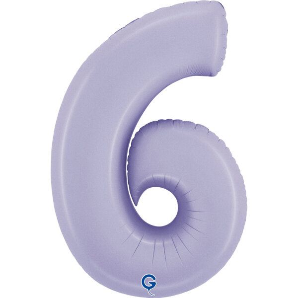 Folienballon Zahl 6 - Satin Lilac