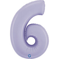 Folienballon Zahl 6 - Satin Lilac