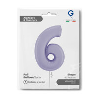 Folienballon Zahl 6 - Satin Lilac