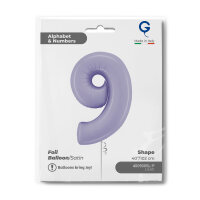 Folienballon Zahl 9 - Satin Lilac