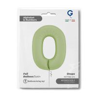 Folienballon Zahl 0 - Satin Olive Green