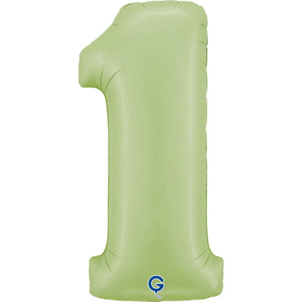 Folienballon Zahl 1 - Satin Olive Green