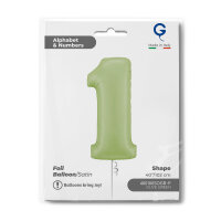 Folienballon Zahl 1 - Satin Olive Green