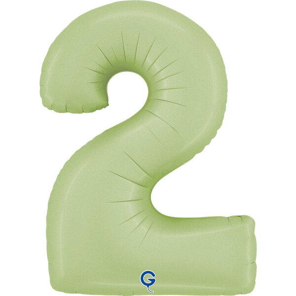 Folienballon Zahl 2 - Satin Olive Green