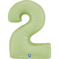 Folienballon Zahl 2 - Satin Olive Green