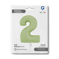 Folienballon Zahl 2 - Satin Olive Green