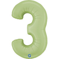 Folienballon Zahl 3 - Satin Olive Green