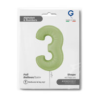 Folienballon Zahl 3 - Satin Olive Green
