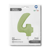 Folienballon Zahl 4 - Satin Olive Green