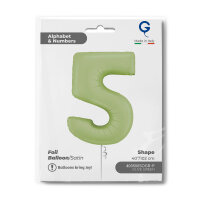 Folienballon Zahl 5 - Satin Olive Green