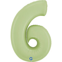 Folienballon Zahl 6 - Satin Olive Green