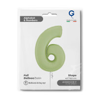 Folienballon Zahl 6 - Satin Olive Green