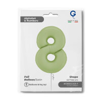 Folienballon Zahl 8 - Satin Olive Green