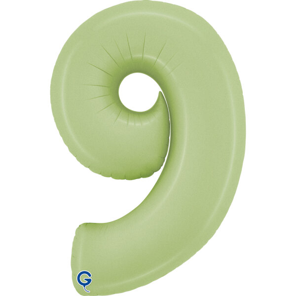 Folienballon Zahl 9 - Satin Olive Green