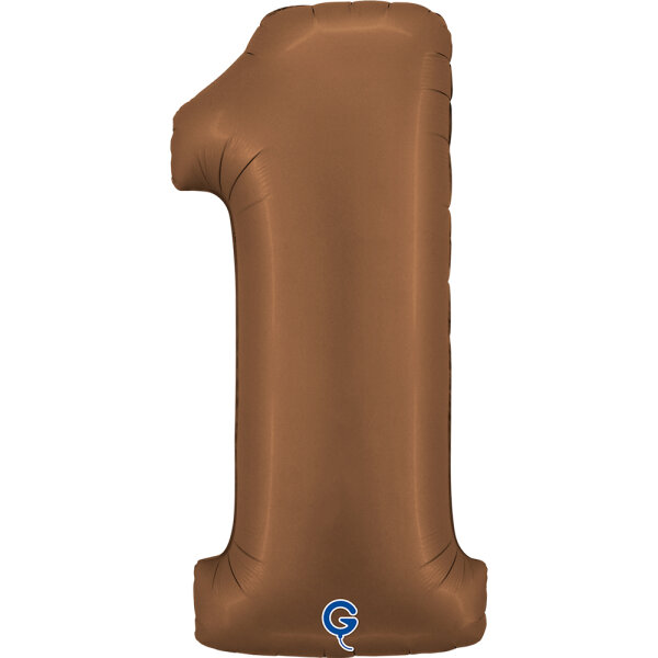 Folienballon Zahl 1 - Satin Chocolate