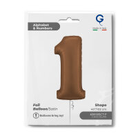 Folienballon Zahl 1 - Satin Chocolate