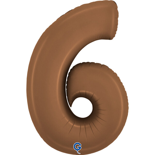 Folienballon Zahl 6 - Satin Chocolate