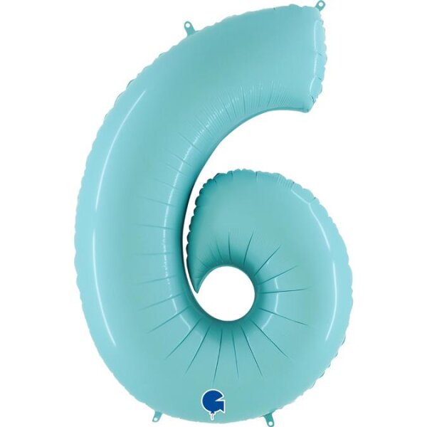 Folienballon Zahl 6 türkis pastell
