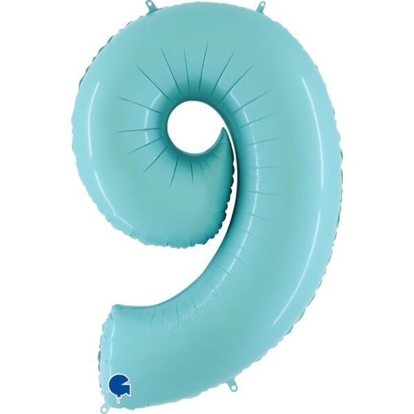 Folienballon Zahl 9 türkis pastell