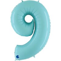 Folienballon Zahl 9 türkis pastell