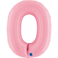 Folienballon Zahl 0 rosa pastell