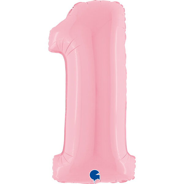 Folienballon Zahl 1 rosa pastell